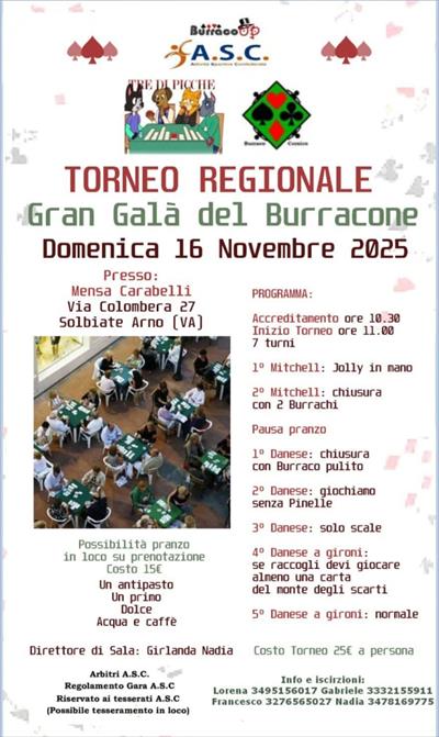 TORNEO REGIONALE GRAN GALA' DEL BURRACONE